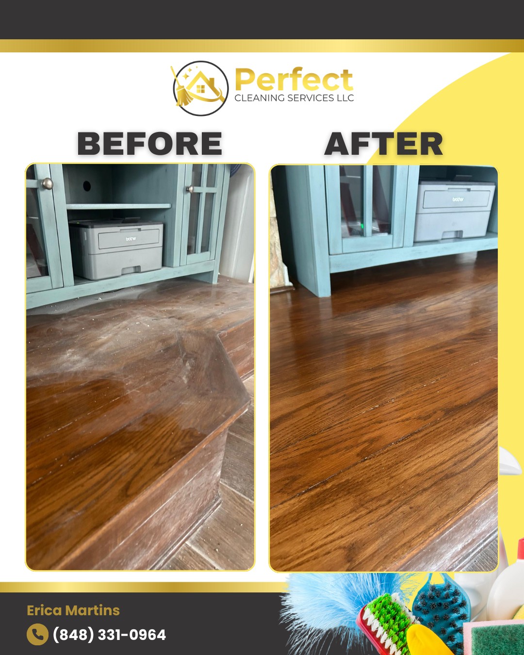 Before and after cleaning transformation